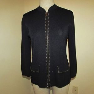 Cable & Gauge Bk Knit Jacket with Gold Trim size L